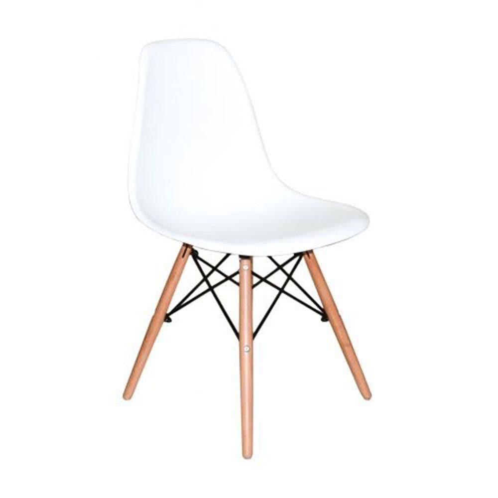 Kit Com 8 Cadeiras Charles Eames Dsw Branca - Base Madeira
