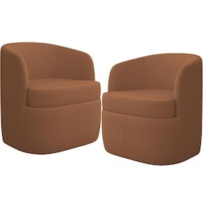 Kit 02 Poltronas Decorativa Giratória Para Sala De Estar Siena K01 Bouclê Mostarda - Lyam Decor
