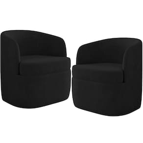 Kit 02 Poltronas Decorativa Giratória Para Sala De Estar Siena K01 Veludo Preto - Lyam Decor