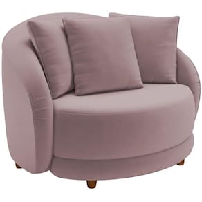 Poltrona Decorativa Base Fixa Pés Madeira Witta M03 Veludo Rosê - Lyam Decor