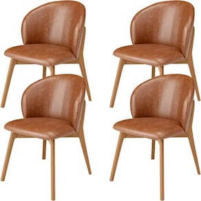 Kit 04 Cadeiras De Jantar E Estar Living Estofada Mia L02 Couríssimo Camel - Lyam Decor
