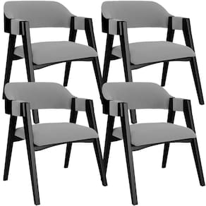 Kit 4 Cadeiras Sala De Jantar Estar Living Estofada Suran L02 Preto Suede Cinza - Lyam Decor