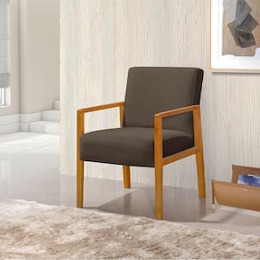 Poltrona Base Em Madeira Maciça Decorativa Bora Bora Veludo Marrom - Marrom