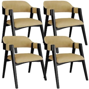 Kit 04 Cadeiras Para Sala De Jantar E Estar Living Estofada Suran L02 Preto Couríssimo Fendi - Lyam