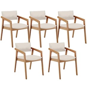 Kit 05 Cadeiras Para Sala De Jantar Estar Living Giorgia B04 Linho Cru