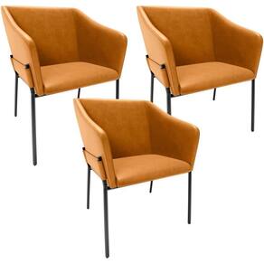 Kit 3 Cadeiras Para Sala De Jantar Estar Living Olívia L02 Couríssimo Whisky - Lyam Decor