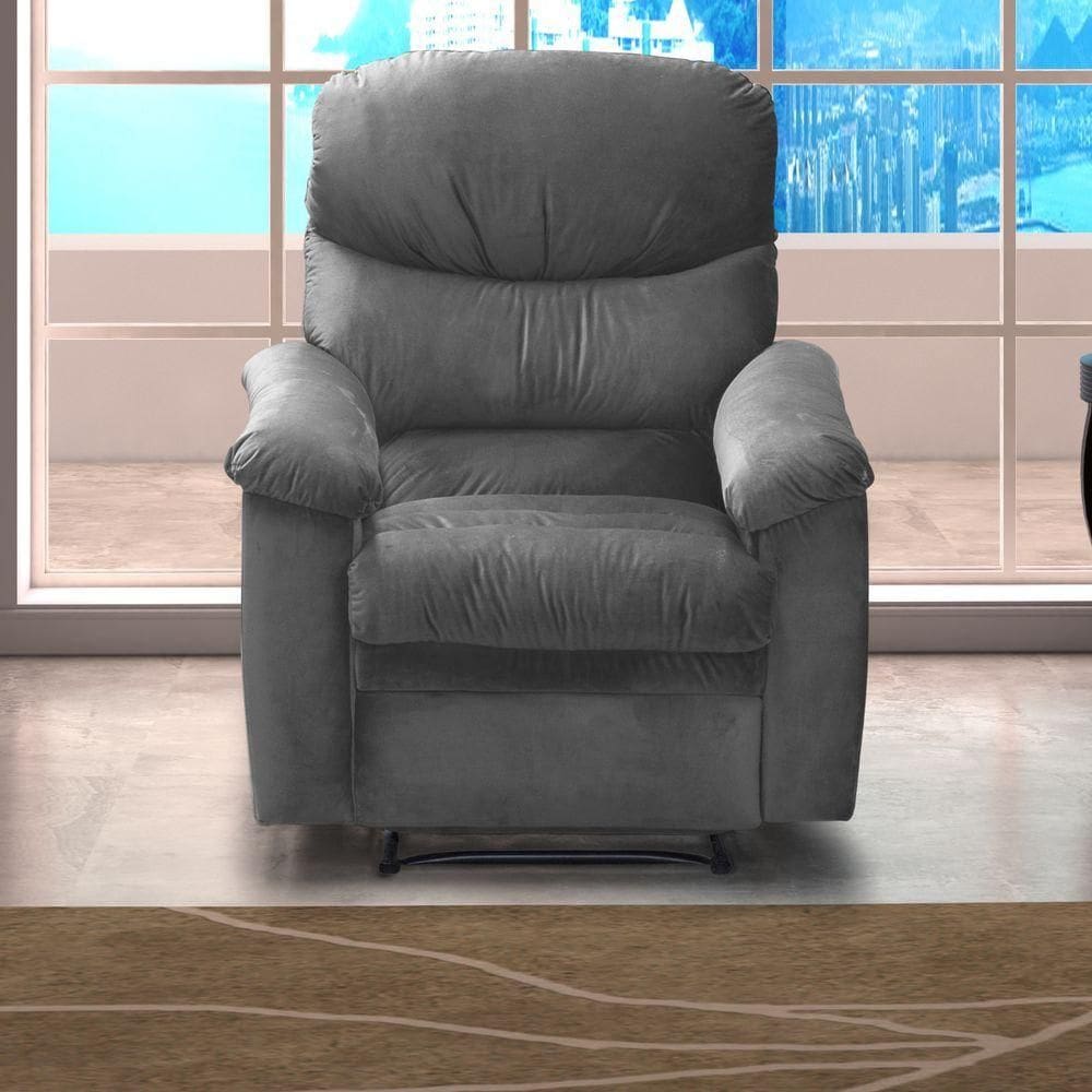Poltrona Reclinável Olga Veludo Cinza