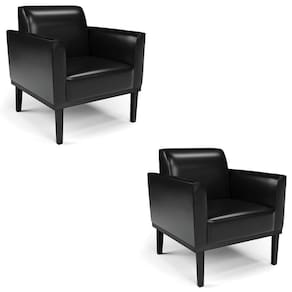 Poltrona Base Madeira Preto Kit 2 Maressa Sintético Pu Preto
