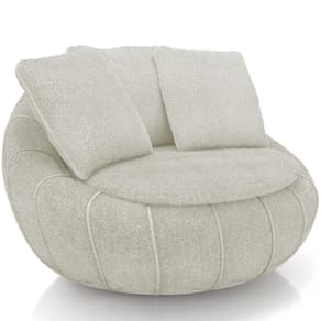 Poltrona Decorativa Giratória Kira M03 Bouclê Bege Claro - Lyam Decor