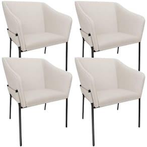 Kit 4 Cadeiras Para Sala De Jantar Estar Living Olívia L02 Linho Cru