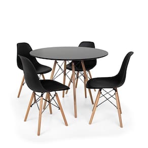 Conjunto Mesa De Jantar Redonda Solo Preta 80cm Com 4 Cadeiras Solo - Preto