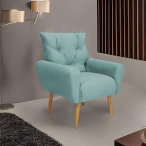 Poltrona Decorativa Para Sala De Estar Quarto E Escritorio Denver Veludo Matrix - Verde Agua Verde Agua