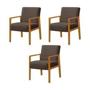 Kit 3 Poltronas Base Em Madeira Maciça Decorativa Bora Bora Veludo Marrom - Marrom