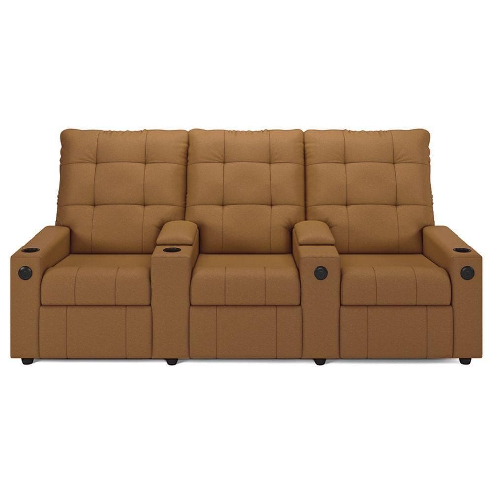 Poltrona Do Papai Reclinável Mallie 3 Lugares Baú Usb Fh9 Pu Caramelo - Mpozenato