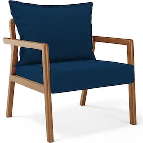Poltrona Decorativa Para Sala De Estar E Living Alícia B04 Suede Azul Marinho