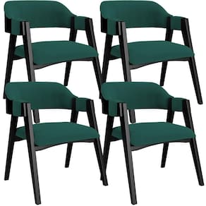 Kit 4 Cadeiras Sala De Jantar Estar Living Estofada Suran L02 Preto Bouclê Verde - Lyam Decor
