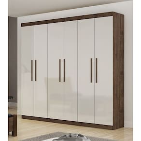 Guarda Roupa Casal 6 Portas 4 Gavetas - Belém-CANION / OFF WHITE - Star Móveis