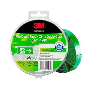 Fita Dupla Face 3M Fixa Forte VHB 4910 Transparente/Verde 19mmx5m Estojo