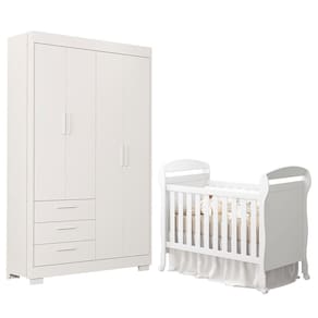 Jogo de Quarto Infantil Guarda Roupa Zaki e Berço Mini Cama Danny - Reller Móveis