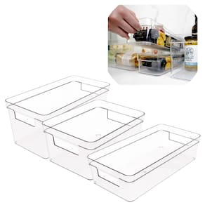 Kit 3 Organizador Geladeira Sem Tampa Grande Médio e Pequeno