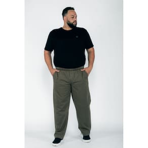Calça Masculina Plus Size Sarja Verde Macaw 7563