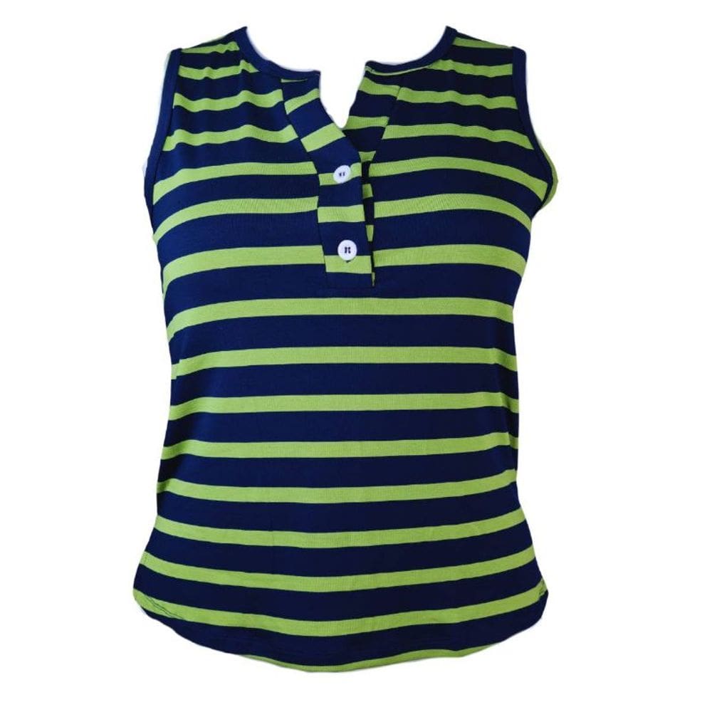 Regata Feminina Listrada Frentinha Botão Plus Size