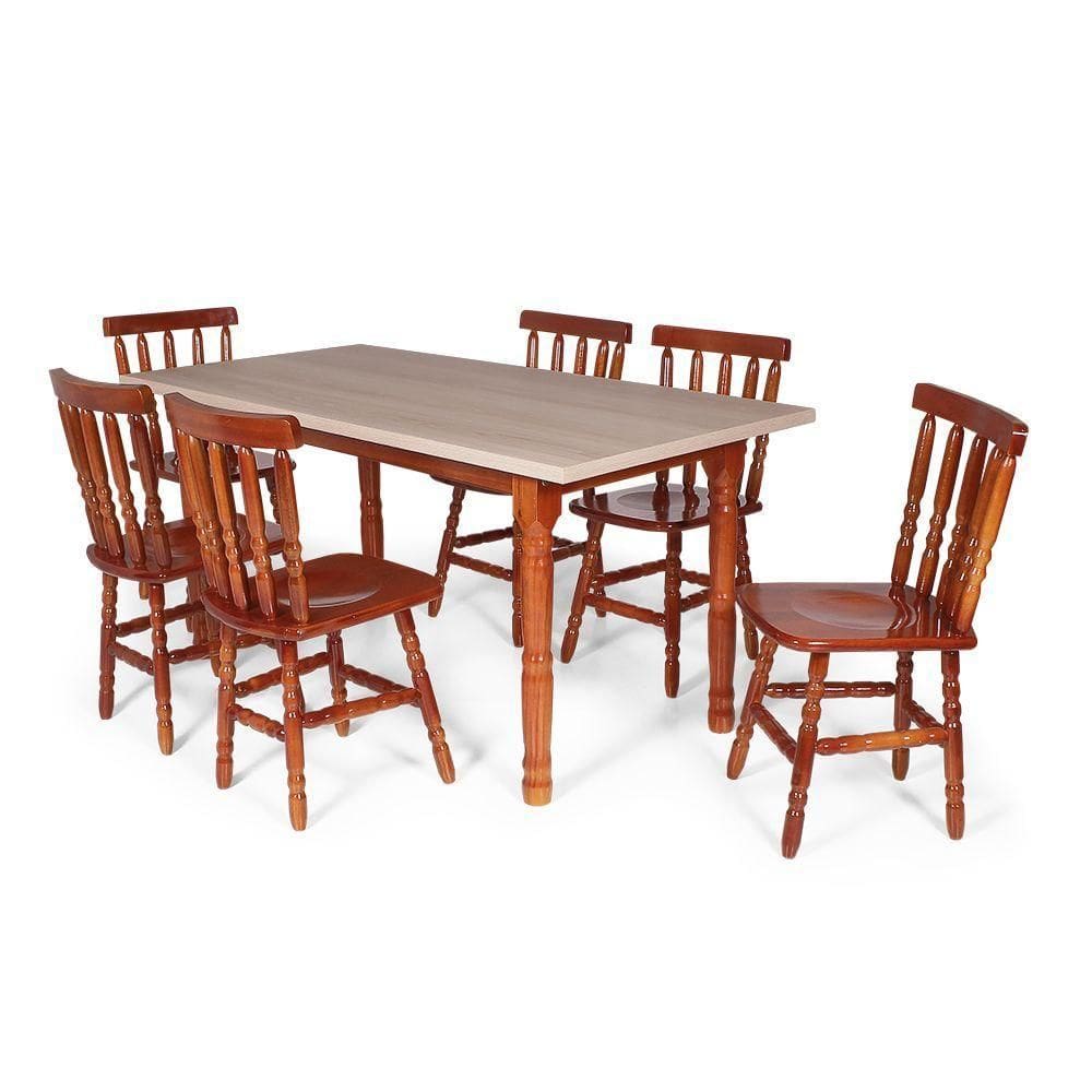Conj Jantar 160x80cm Mel + 6 Cadeiras Mônaco Mel