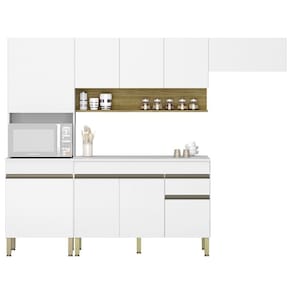 Armário de Cozinha 4 peças Balcão com Tampo 150cm Lina17 Z06 Supremo/Freijó - Mpozenato