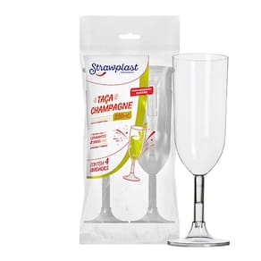 Taça Champagne 220ml Cristal c/4 - Strawplast