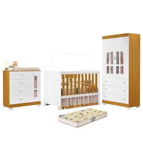 Dormitório Infantil New Katatau Guarda Roupa, Cômoda e Berço com Colchão Supreme - Reller Móveis
