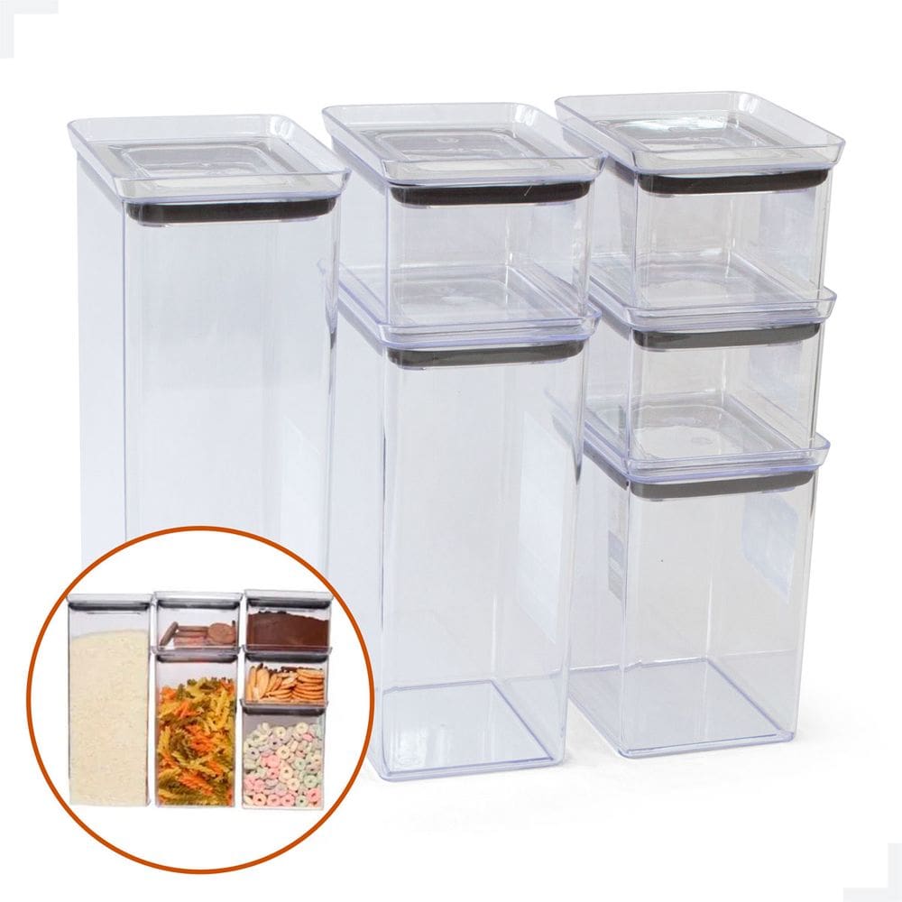 Kit 6 Pote Hermético para Mantimentos de Cozinha Dispensa Armário Plástico