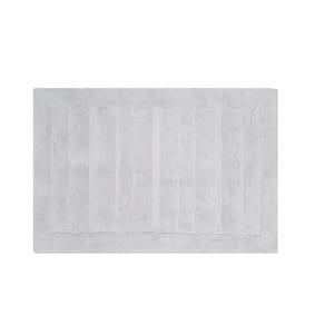 Tapete Algodao Retangular Aconchegante Macio Cinza Prata 60x90cm