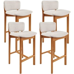 Kit 04 Banquetas Alta Para Cozinha Sala De Jantar Bar Dara L02 Linho Cru - Lyam Decor