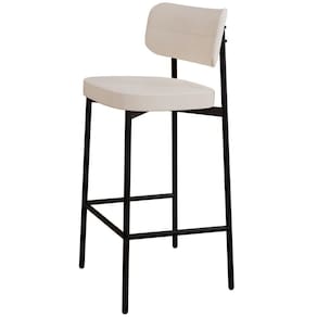 Banqueta Alta Bar Cozinha Sala De Jantar Aço Preto Kaira C01 Linho Palha - Lyam Decor