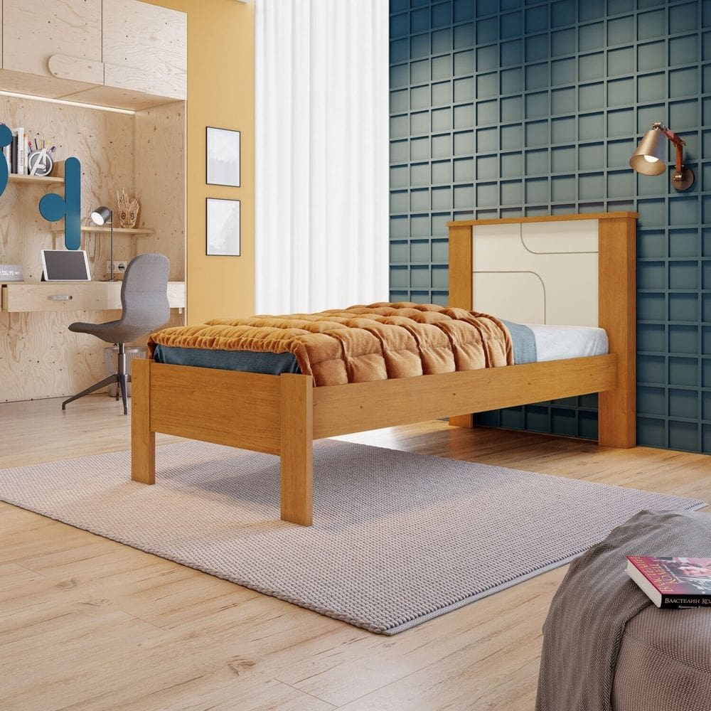 Cama Solteiro 22cm X 107cm X 105cm Maite Cinamomo/Off White