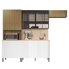 Armário de Cozinha CP05 Com Tampo 120cm Minsk Branco/Freijó Z06 - Mpozenato