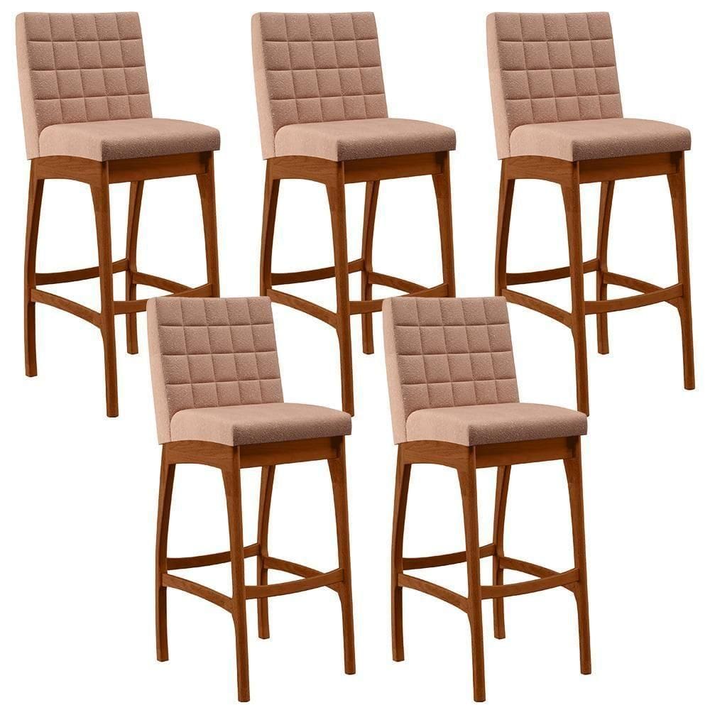 Kit 05 Banquetas Altas Mila Linho Rosê