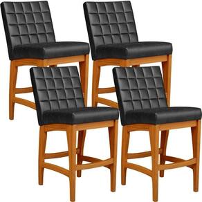 Kit 04 Banquetas Baixa Cozinha Bancada Fixa Mila L02 Preto