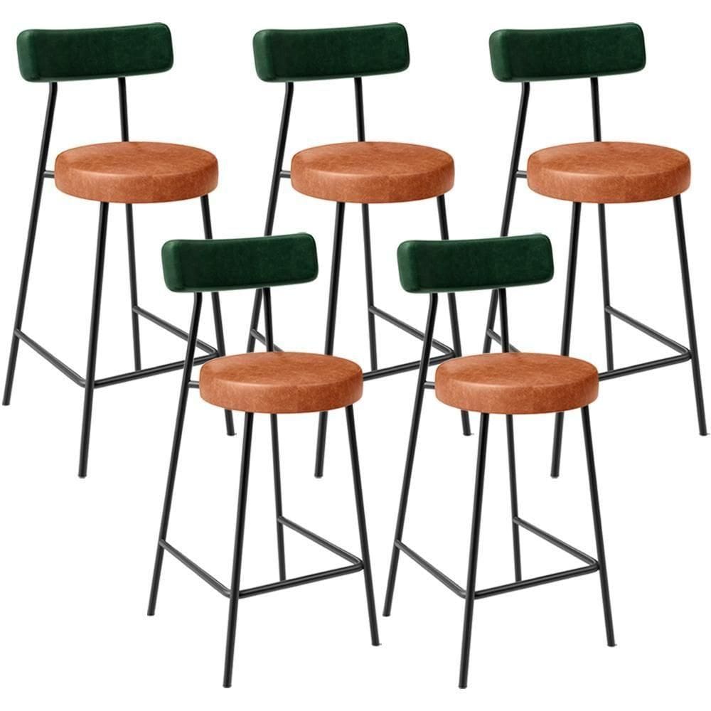 Kit 05 Banquetas Baixa Cozinha Sala Jantar Bancada Milão L02 Facto Verde Camel - Lyam Decor