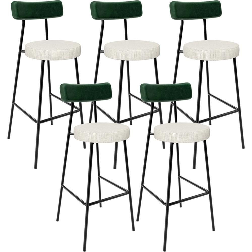 Kit 05 Banquetas Alta Bar Cozinha Sala De Jantar Milão L02 Facto Verde Linho Champagne - Lyam Decor