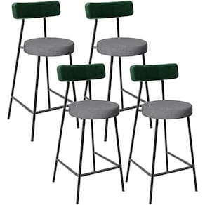 Kit 04 Banquetas Baixa Cozinha E Sala Jantar Bancada Milão L02 Facto Verde Cinza Escuro