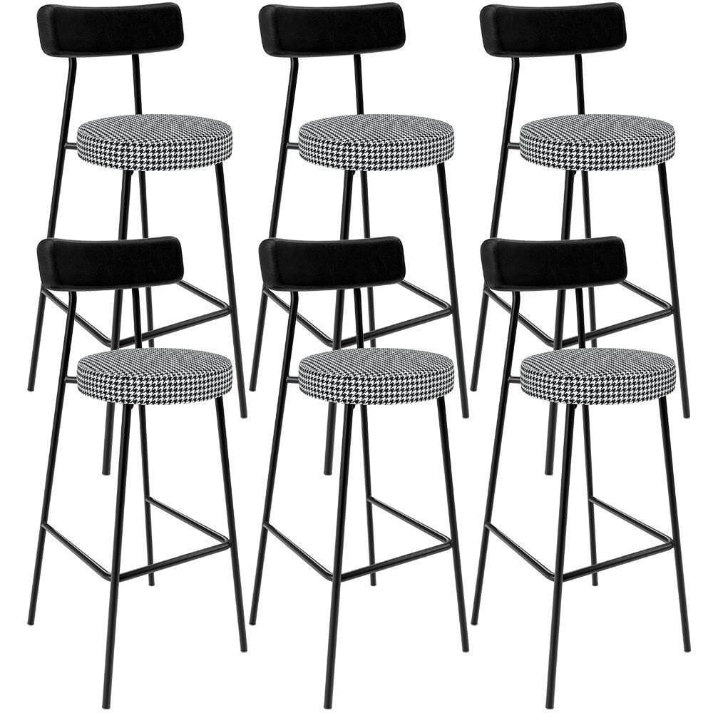 Kit 06 Banquetas Alta Cozinha Sala Jantar Em Aço Milão L02 Couríssimo Preto Pied Poule - Lyam Decor