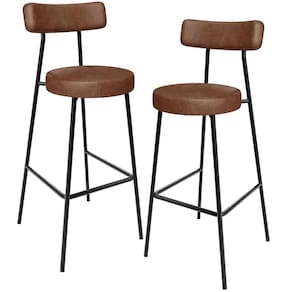 Kit 02 Banquetas Alta Bar Cozinha Sala De Jantar Em Aço Milão L02 Couríssimo Marrom