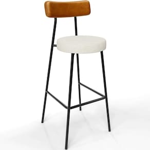 Banqueta Alta Cozinha Sala De Jantar Milão L02 Couríssimo Whisky Linho Champagne