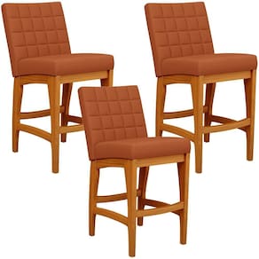 Kit 03 Banquetas Baixa Cozinha Bancada Bar Sala Jantar Fixa Mila L02 Tecido Terracota