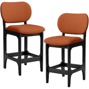 Kit 02 Banquetas Baixa Bar Cozinha E Sala De Jantar Fixa Betta Preto Tecido Terracota
