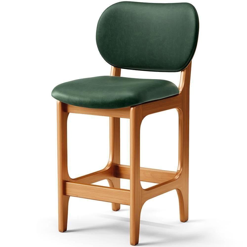 Banqueta Baixa Bar Cozinha E Sala De Jantar Fixa Betta L02 Imbuia Facto Verde Musgo