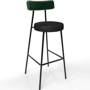Banqueta Alta Bar Cozinha Sala De Jantar Em Aço Milão L02 Facto Verde Couríssimo Preto