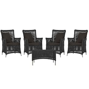 4 Poltronas E 1 Mesa Igapó Alumínio Fendi Corda Náutica E9 Preto