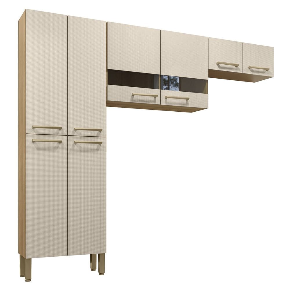 Armário de Cozinha Compacta 221cm Vivian Plus Freijó/Soft Z06 - Mpozenato